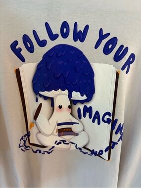 Plus 'Follow Your Imagination' Graphic Tee - Blue Mushroom Print